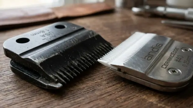Comparison between high-carbon steel blades and non-conductive ceramic-infused blades for dogs