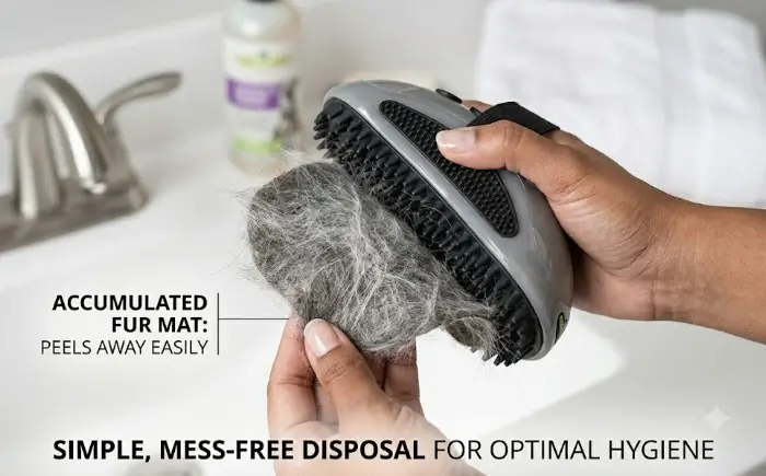 Hands-on testing of the FURminator Curry Comb demonstrating dry grooming hair collection via electrostatic charge