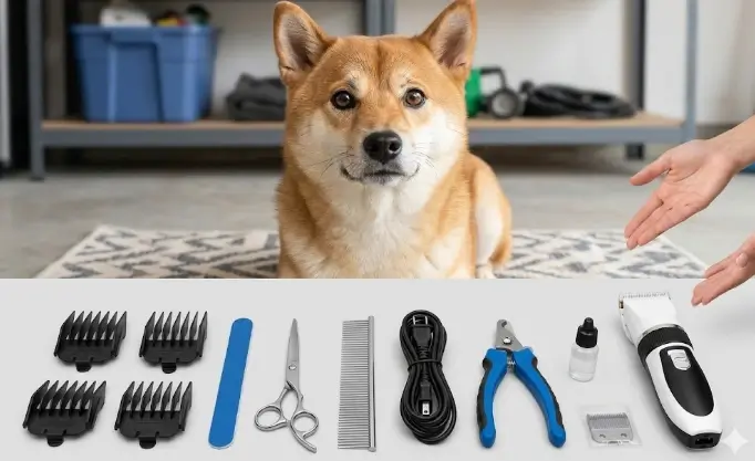 GOOAD dog clippers illustrating the high-density 33-tooth titanium and ceramic blade layout