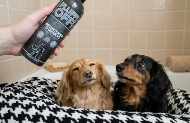 Girl With The Dogs Fluff Off Natural Deshedding Shampoo 16 Oz premium bottle design
