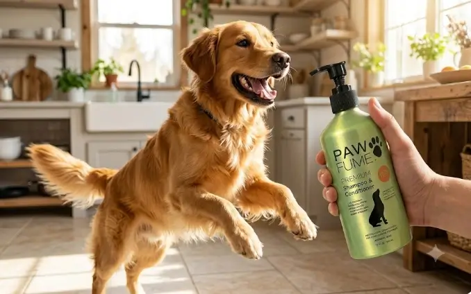 Hands-on grooming test demonstrating the undercoat loosening performance of Pawfume deshedding dog shampoo