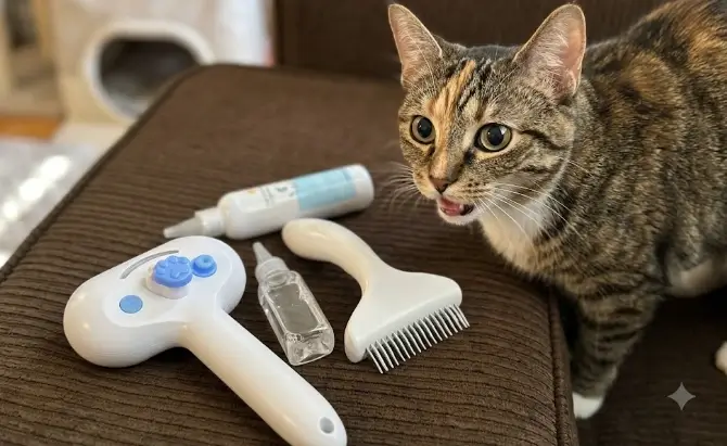 Pet Steam Brush 3-in-1 grooming tool product design presentation overview