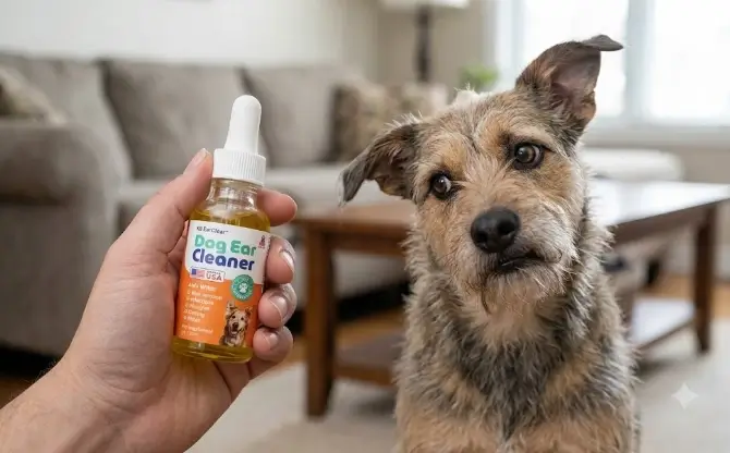 Pup Labs Ear Clear official bottle layout and precision glass dropper presentation