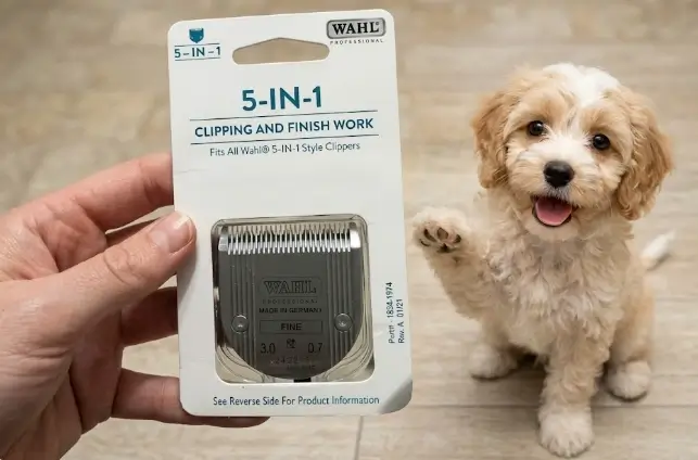 Hands-on demonstration of a freshly replaced Wahl 5-in-1 blade cutting cleanly through double coat fur