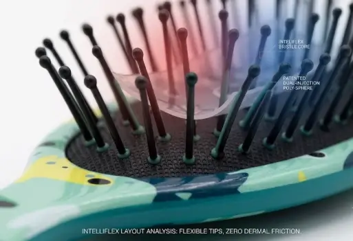 Close-up of patented IntelliFlex bristles on the PetBrush by Wet Brush showing protective poly-sphere tips