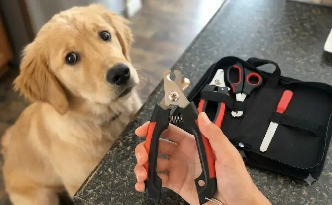 Bretheil Dog Nail Clippers Review 4-in-1 pet grooming kit packaged on display