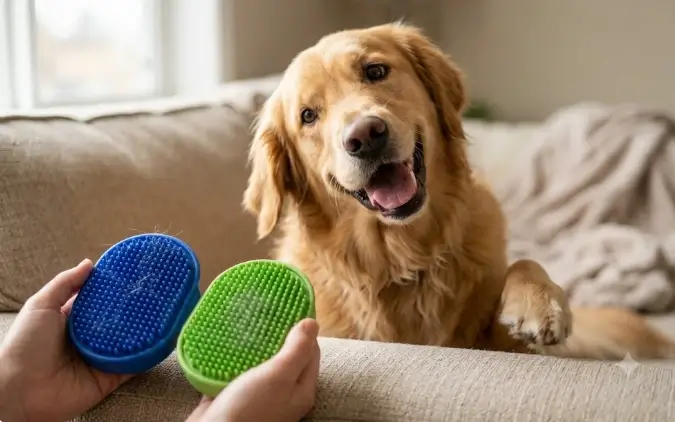 Lilpep Pet Shampoo Bath Brush product inspection and rubber bristles