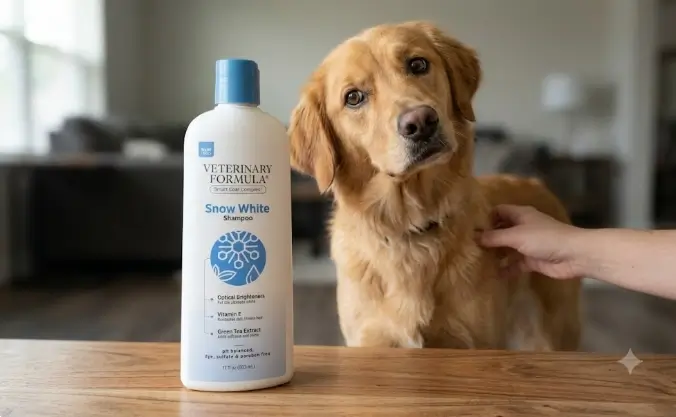 Veterinary Formula Whitening Shampoo Inspection Veterinary Formula Smart Coat Whitening Pet Shampoo bottle review display