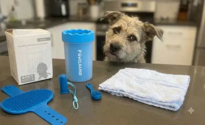 Comotech 7 in 1 Portable Dog Paw Cleaner Kit inspection